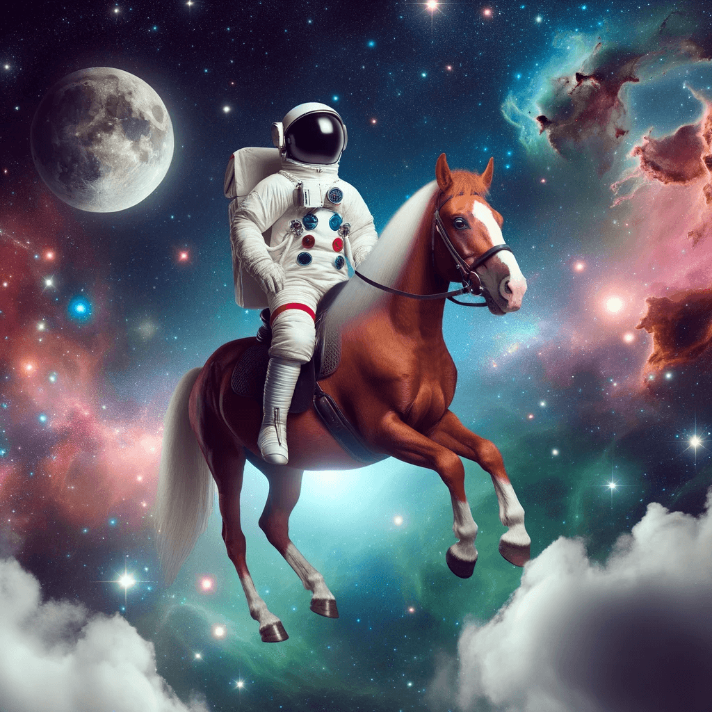 a horse riding an astronaut 1